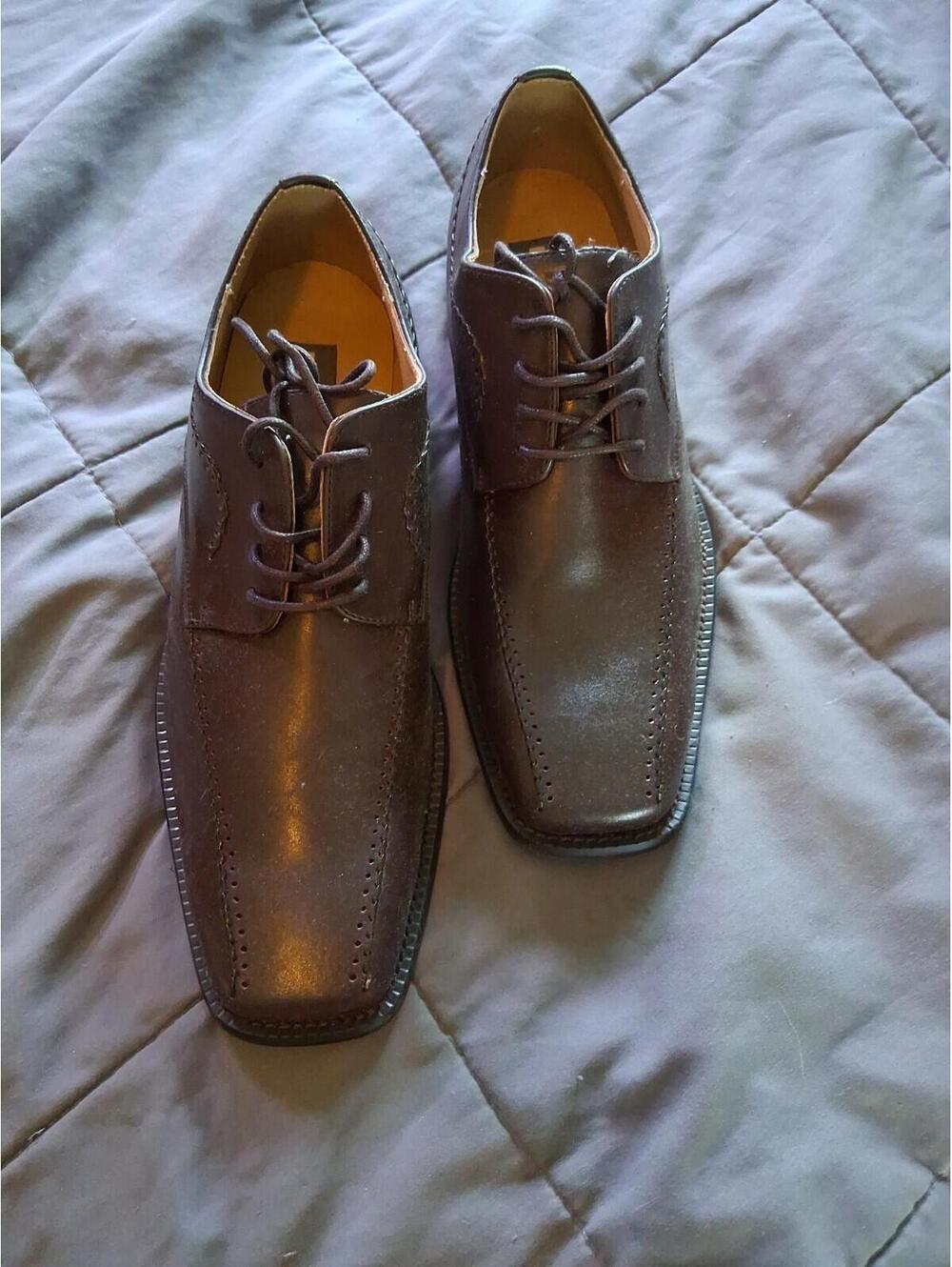 Zengara Tan Brown Mens Leather Upper Square Toe Formal Lace Up Oxford Shoes 11M